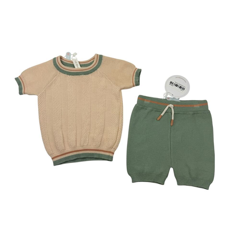 NWT Tun Tun Pima Cotton Country Club Daniel Knit Top & Shorts Set, 12/18m